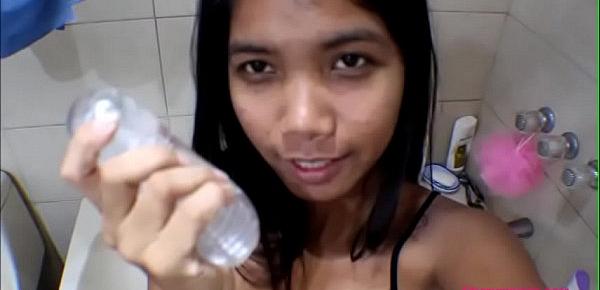  Pregnant Heather Deep Thai Asian Teen Deepthroating cum swallower buys a toy for husband